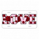 Custom Novelty License Plate With Gorgeous Love In Pink With Red Roses White