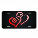 Custom Novelty License Plate With Two Sketch Hearts Design