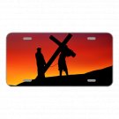 Custom Personalized License Plate With Stunning View Of Two Guys Holding Cross