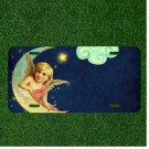 Custom Personalized License Plate Auto Tag With Blonde Girl Sitting On Moon Art