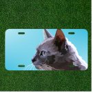Custom Personalized License Plate Auto Tag With Animal Decoration Cat In Blue