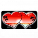 Custom Personalized License Plate Car Tag With Red Hearts and View Add Names