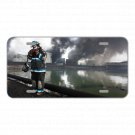 Custom Personalized License Plate With Firefighter And Black Smoke View