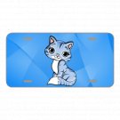 Custom Novelty License Plate With Beautiful Cute Blue Cartoon Cat Design