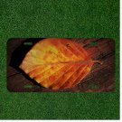 Creative License Plate Auto Tag With Cool Fall Leaf On Wood Design