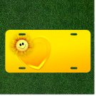 Creative License Plate Tag With Yellow Heart With Yellow Happy Sun Add Names