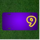 Custom Personalized License Plate With Add Names To Nine 9 Number Neon