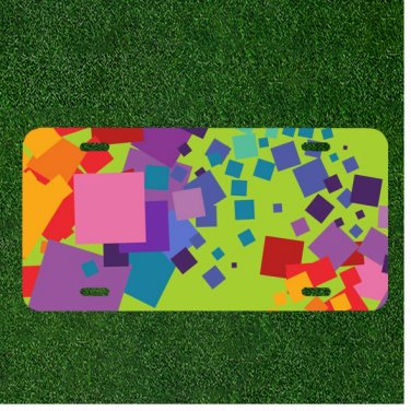 Custom Personalized License Plate Auto Tag With Creative Square Colors Design