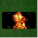 Guitar Fire Flame Hot Rock Brand Custom Novelty License Plate Car Tag