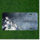 Custom Personalized Auto Tag With Amazing White Flowers Design Add Names