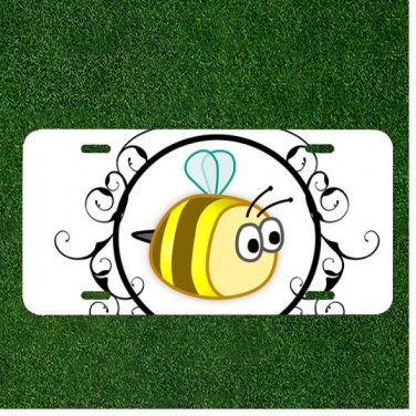 Bee Yellow Framed Cute Animal Custom Novelty License Plate Car Tag