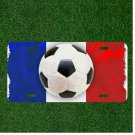 Custom Personalized License Plate Auto Tag With France Flag And Soccer Ball