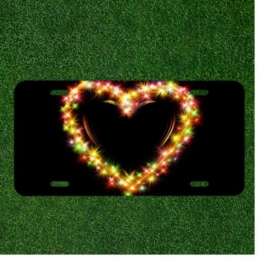 Custom Personalized License Plate Auto Tag With Magical Shining Star Heart NEW