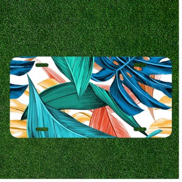 Custom Personalized License Plate Auto Tag With Amazing Green And Blue Leaves