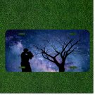 Custom Personalized License Plate Auto Tag With Couple Kissing By Tree In Purple