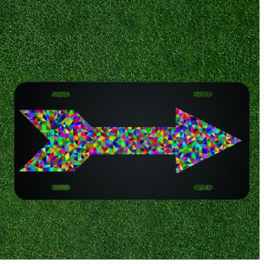 Custom Personalized License Plate Auto Tag With Colorful Arrow Design Art