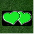 Custom Personalized License Plate Auto Tag With Green Hearts Add Names Or Texts