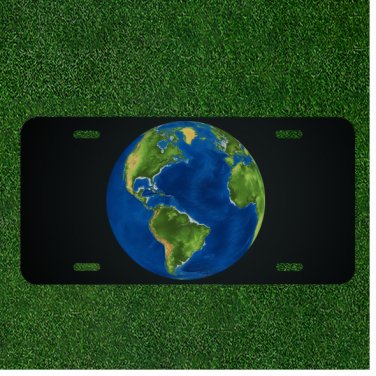 Custom Personalized License Plate Auto Tag With Planet Earth Add Names Or Texts