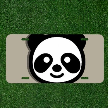 Custom Personalized License Plate Auto Tag With Cute Polar Bear Smiley Face