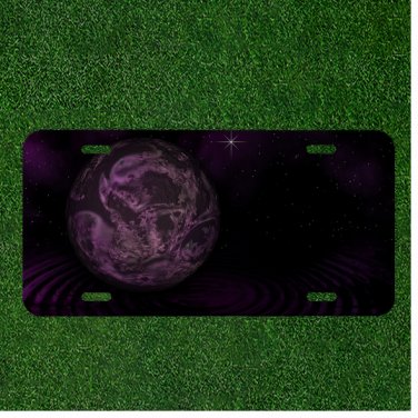 Custom Personalized License Plate Auto Tag With Purple Space Planet Add Names