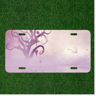 Custom Personalized License Plate Auto Tag With Wicked Purple Tree Add Names