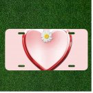 Custom Personalized License Plate Auto Tag With Sunflower Heart Design Add Names
