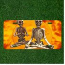 Custom Personalized License Plate Auto Tag With Two Skeletons Sitting Fire NEW