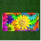Aluminum License Plate Auto Tag With Sunflower Smiley Colorful Sunflowers NEW