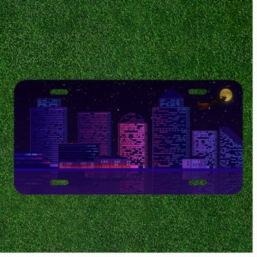 Custom Personalized License Plate Auto Tag With Gorgeous Cartoon Night View