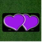 Custom Personalized License Plate Auto Tag With Purple Hearts Add Names Or Texts