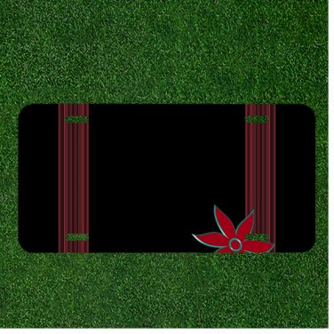 Custom Personalized License Plate Auto Tag With Red Flower Background Add Names
