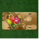 Custom Personalized Auto Tag With Stunning Colorful Heart In Gold Design