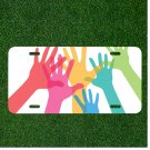Custom Personalized Auto Tag With Amazing Colorful Hands Design Art
