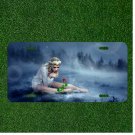 Custom Personalized License Plate Auto Tag With Girl Grabbing Red Rose Design