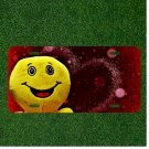 Custom Personalized License Plate Auto Tag With Smiley Face With Red Heart
