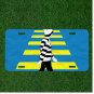 Custom Personalized License Plate Tag With Guy Walking By Yellow Cross Lanes