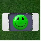 Custom Personalized License Plate Auto Tag With Green Smiley Face Emoji
