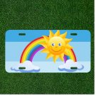 Custom Personalized License Plate Auto Tag With Rainbow Sun Emoji Smiley NEW