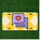 Custom Personalized License Plate Auto Tag With Love Message On Yellow Design