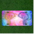 Custom Personalized License Plate Auto Tag With Two Human Brains Colorful Design