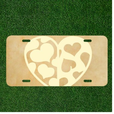 Custom Personalized License Plate Auto Tag With Fancy Heart In Heart Design