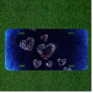Custom Personalized License Plate Auto Tag With Stunning Hearts With Blue Design