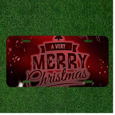 Custom Personalized License Plate Auto Tag With A Very Merry Christmas Design