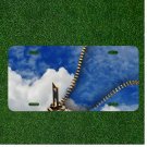 Custom Personalized License Plate Auto Tag With Amazing Blue Sky Zipper Design