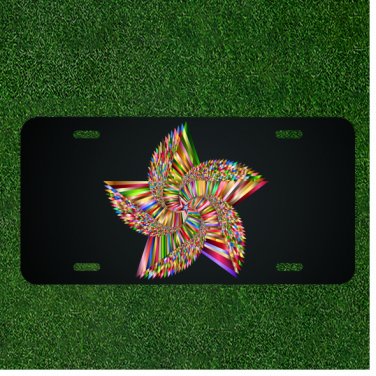 Custom Personalized License Plate Auto Tag With Stunning Wacky Color Star Design