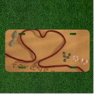 Custom Personalized License Plate Auto Tag With Heart In Sand FOREVER Design
