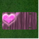 Custom Personalized License Plate Auto Tag With Love Pink Heart Add Names
