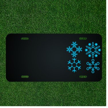 Custom Personalized License Plate With Add Names To Four Blue Snowflakes Design