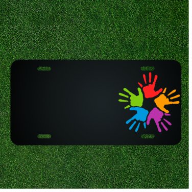 Custom Personalized License Plate With Add Names To Colorful Paint Splash Hands