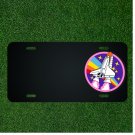 Custom Personalized License Plate With Add Names To Rainbow Rocket Ship Design